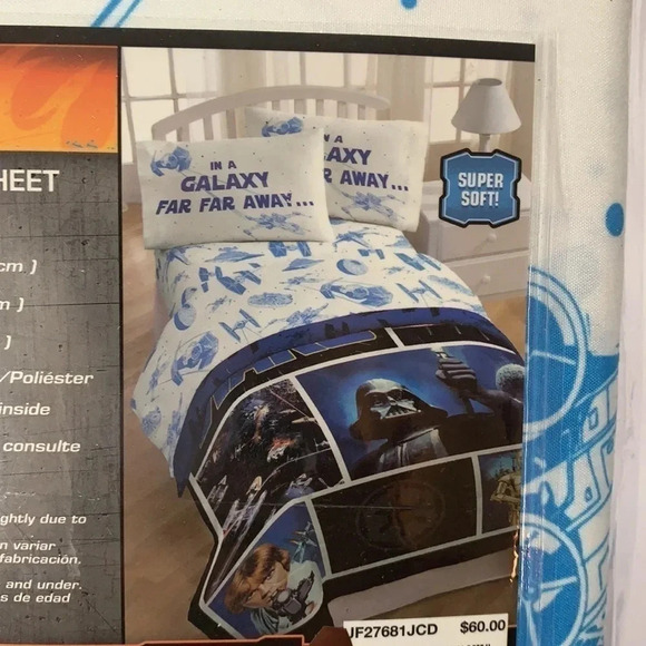 NWT Star Wars Twin Bed Sheets Set Galaxy Far Far Away - Picture 4 of 7